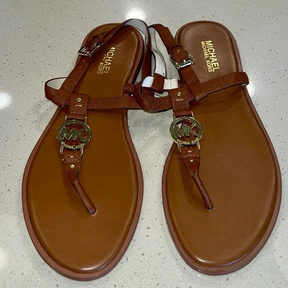 Michael Kors Brown Sandals with Gold Accents Womens Size 9.5 - Picture 1 of 6